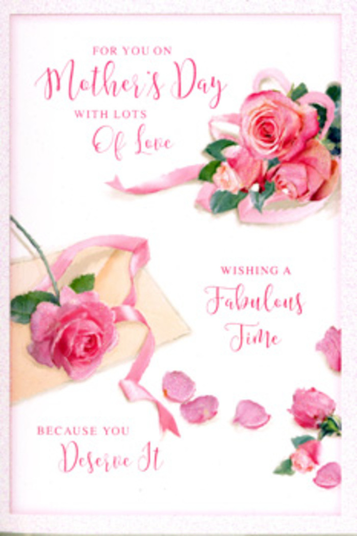 This Mother's Day card looks like a thoughtfully styled floral flat-lay, as though a Grove Park florist has taken a moment between orders to create a gentle tribute to mothers. The central focus is a loose cluster of pink roses, their blooms open and generous, with velvety petals that curl softly at the edges. The hues glide from very light blush on the outer petals to more concentrated pink in the heart of each flower, giving the impression of depth and natural richness. Around the central grouping, individual roses rest at slight angles, as if they have just been placed down one by one, testing different positions before being gathered into a bouquet. Petals are scattered across the pale background in a seemingly casual but deliberate way, creating a sense of romance and spontaneity that recalls an afternoon walk through nearby Chiswick House Gardens when the roses are at their peak. A delicate ribbon in a pastel tone curves gracefully among the blooms, its gentle twists and turns adding a sense of movement and finishing-touch elegance, like the final tie on a hand-crafted Mother's Day arrangement. Elegant, hand-drawn script conveys heartfelt Mother's Day sentiments, the letters' curves mirroring the rounded forms of petals and the flowing ribbon. The overall lighting is soft and diffused, with subtle highlights on the blossom edges, giving the entire card a luminous yet calming character. The composition feels both intimate and celebratory, the kind of image that would naturally sit beside a vase of fresh roses delivered to a cosy home in Grove Park, turning a simple greeting into a cherished moment of appreciation.