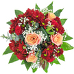 Brimming with elegance and seasonal cheer, this bouquet is an authentic creation of Grove Park florists who are inspired by the vibrant local landscape. At its heart, sumptuous peach-tinged roses-velvety and open-sit amid plush, deep red roses and spray chrysanthemums whose saturated hues evoke the warmth of late afternoon in Dukes Meadows. Among the bold blooms, fine sprays of white gypsophila lighten the gathering with feathery, cloudlike accents, gently softening the arrangement. Surrounding it all, an assortment of lush green leaves-glossy and sculpted, with striking variances of tone and form-echo Grove Park's abundant parks and riverside walks. Silvery eucalyptus whispers through the greenery and mysterious, dark seed pods add nuanced texture-the floral equivalent of discovering a hidden bench in a leafy corner. Set against a pure white backdrop, every colour glows with clarity as if basked in soft Thames-side daylight. Ideal for days of celebration and acts of kindness alike, this bouquet embodies Grove Park's sense of community, artistry, and gentle sophistication.